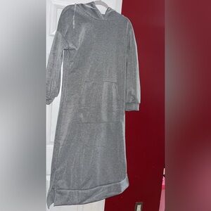 Gray Long Sleeve Dress with Pocket